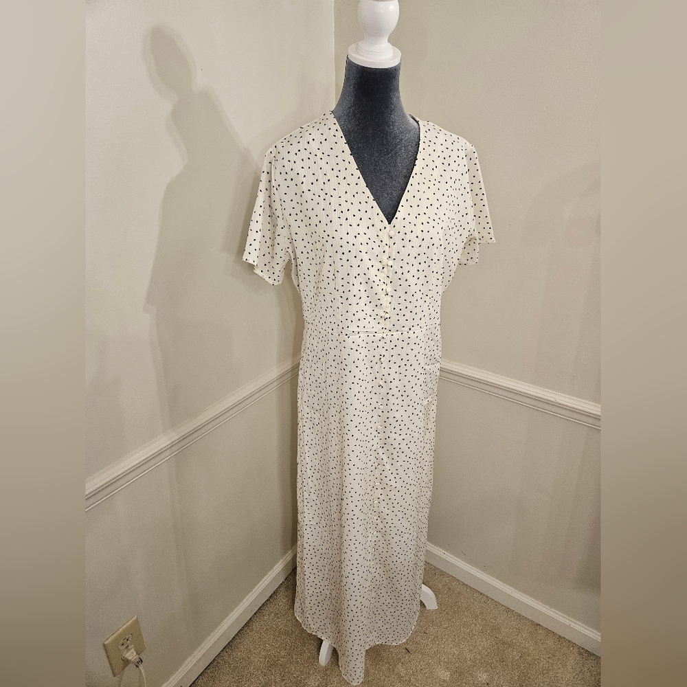 Orange Creek White Dress with Black Polka Dots